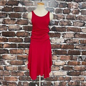 Repertoire Dress Midi Sleeveless Jersey Knit Draped Red New Zealand 0